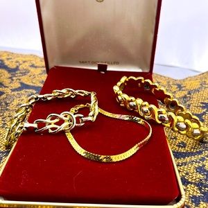 Trio of Gold toned Chain Link Bracelets
